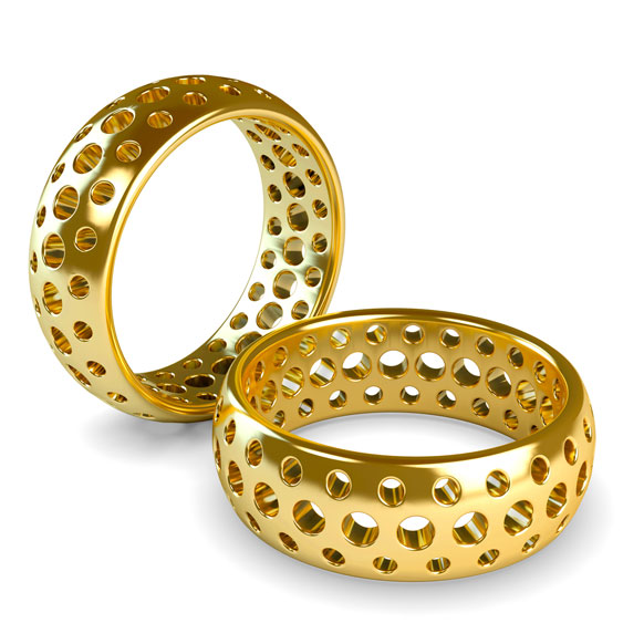 drilled holes in gold rings