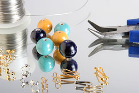 jewelry beads, wire, pliers